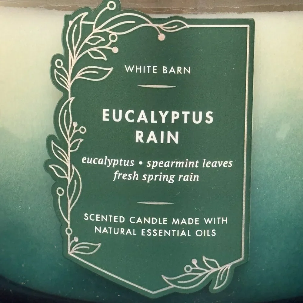 BBW Eucalyptus Rain White Barn Bath & Body Works 3 Wick Candle - Picture 3 of 10